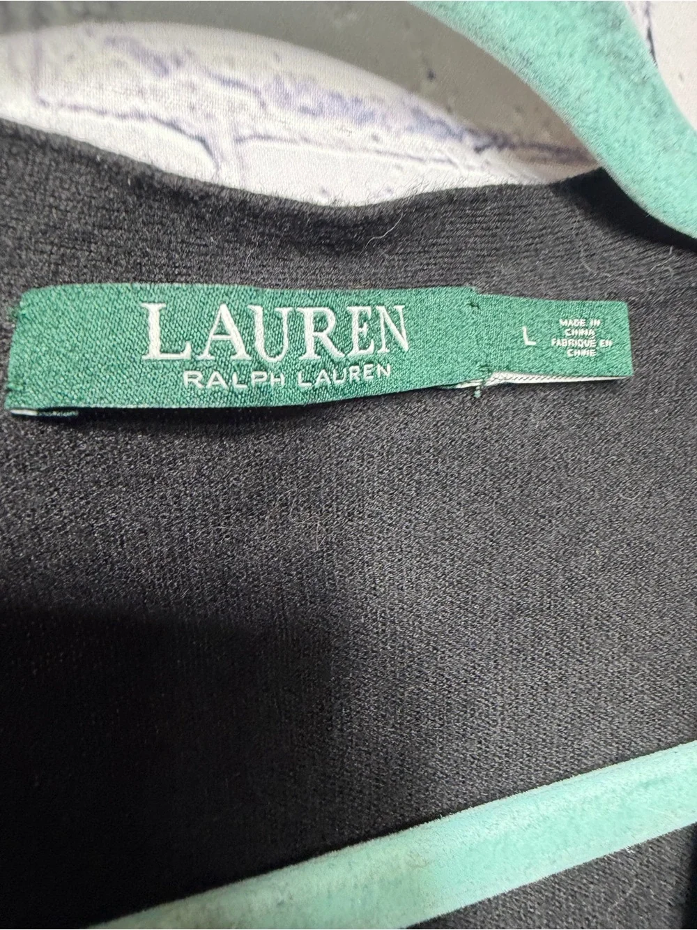 Lauren Ralph Lauren Womens V-Neck Cardigan Black Sz L Cotton Modal Old Money